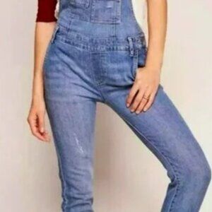 Pre-Loved Free People Washed Distressed Denim Overall